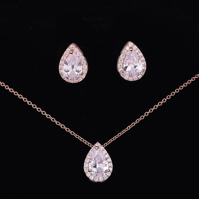 Boucles d'oreilles de collier en pierre gemme de goutte d'eau
