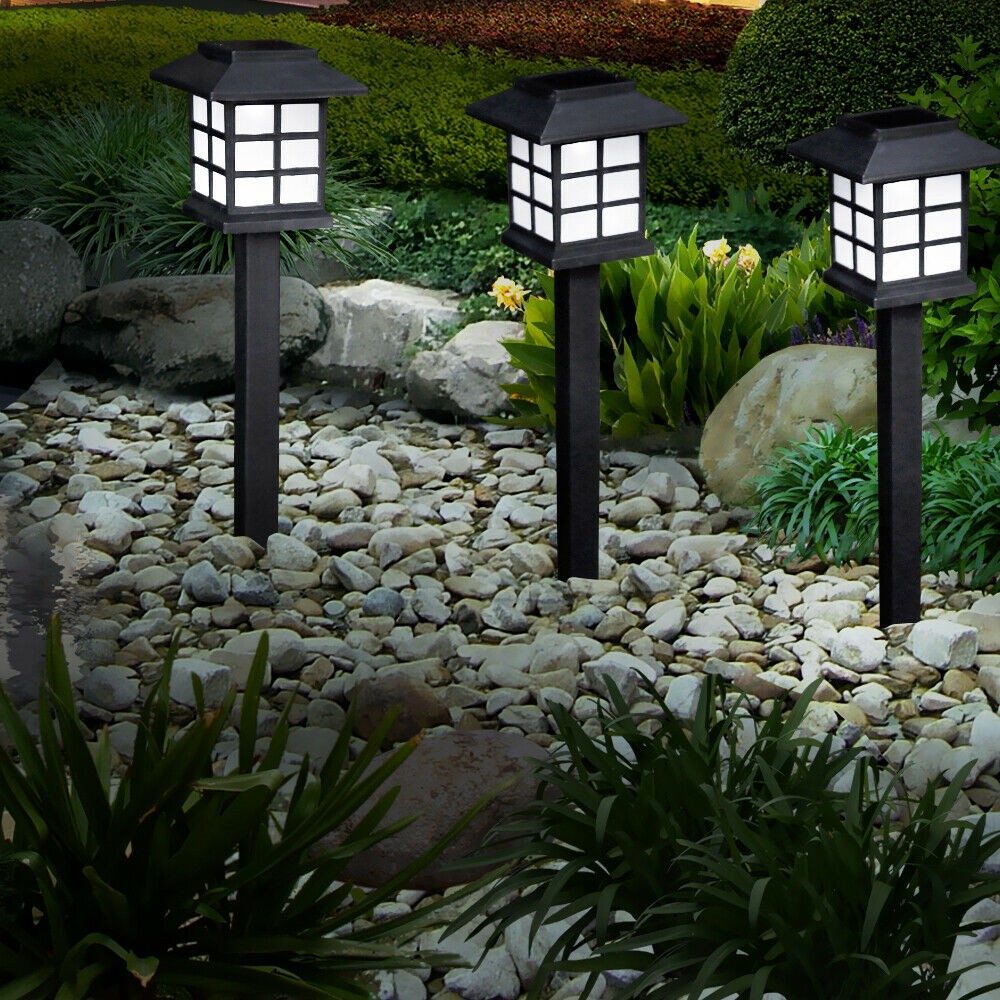 12x LED Solar Power Garden lumières Stake post paysage chemin pelouse lampe extérieur