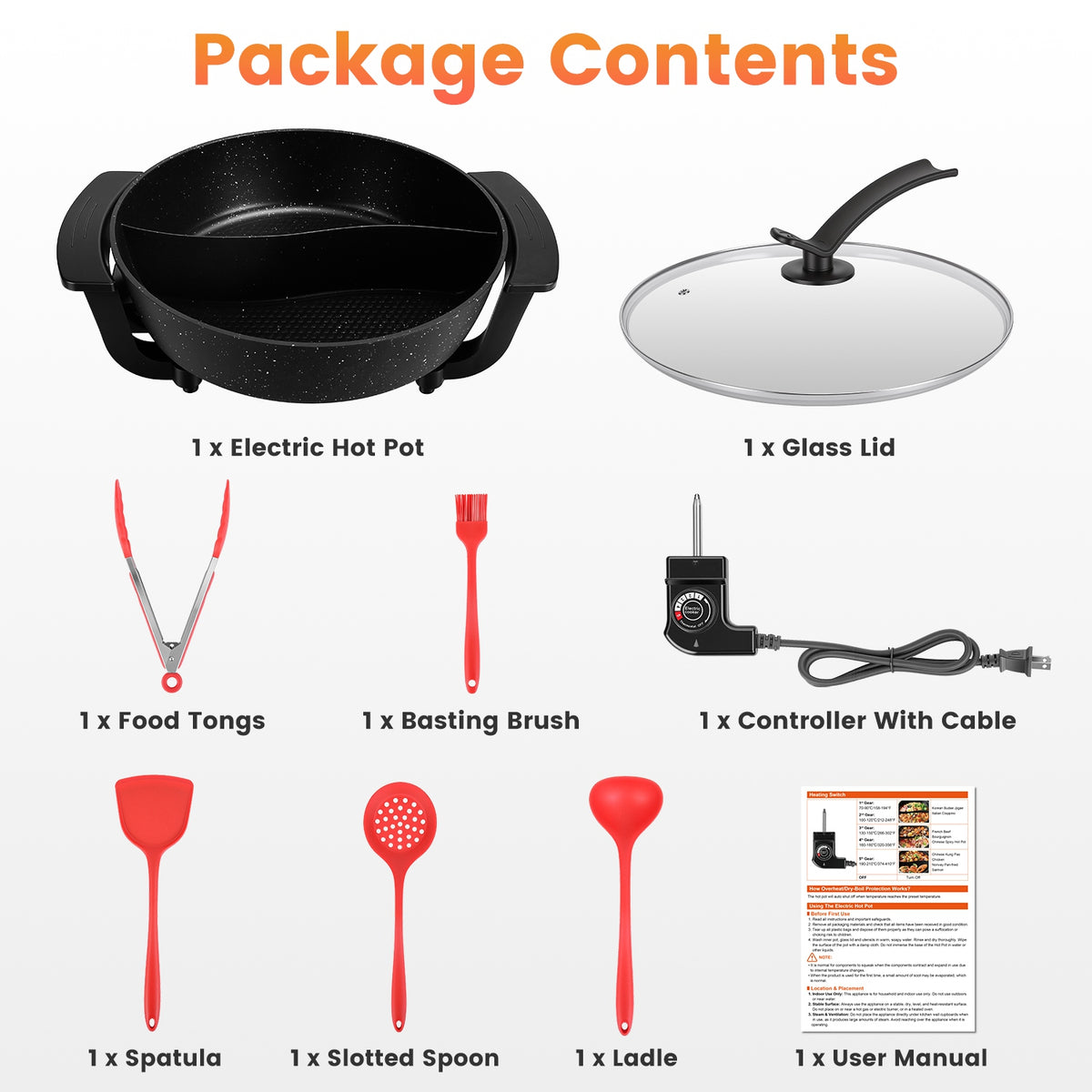 6L Electric Pot with Divider 1100W Dual Flavor Pot Shabu Shabu Pot Non-positional with 5-Temp C