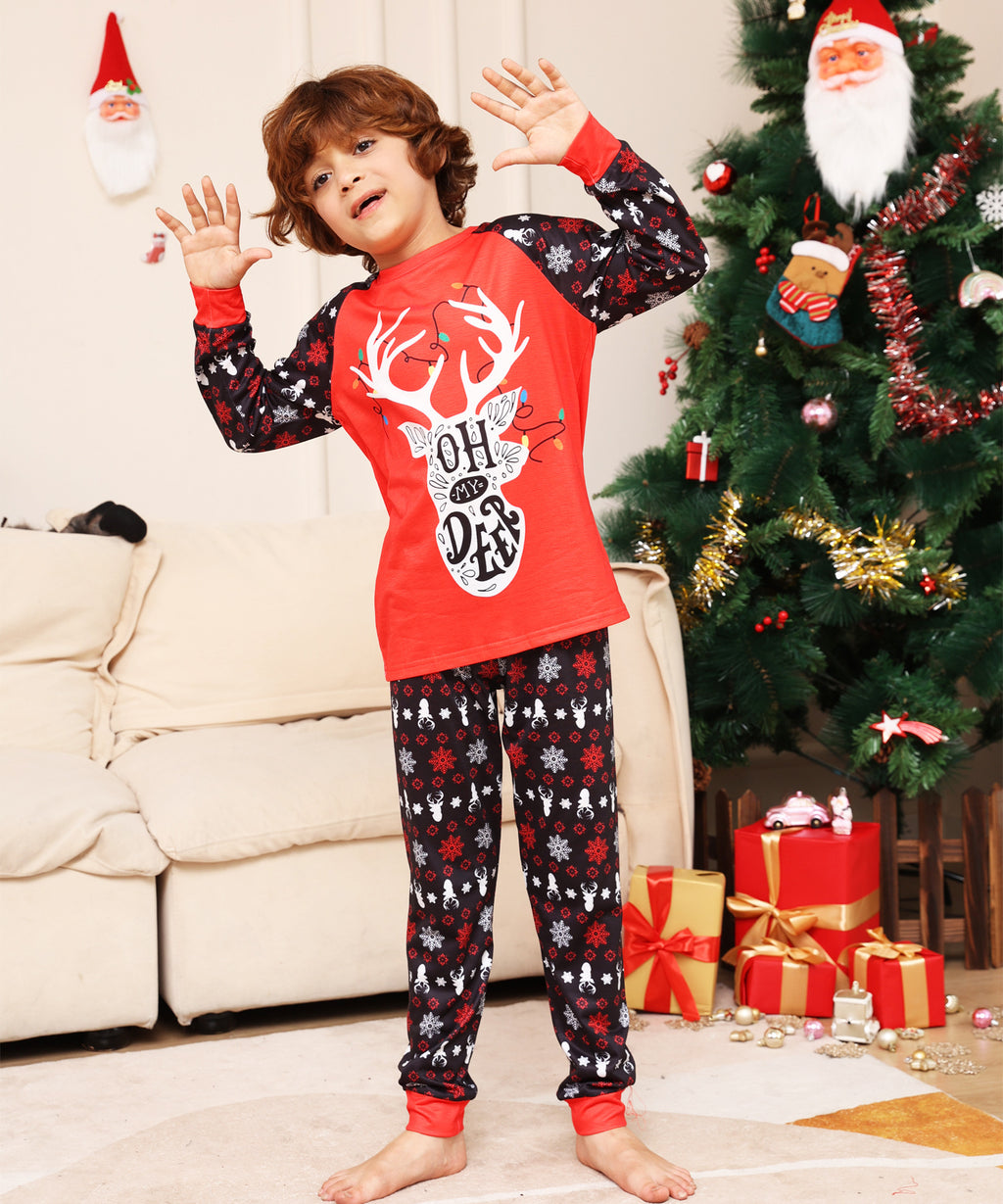 Lettre Snowflake Deer Christmas Parent-child Suit Printed Homewear Pajamas