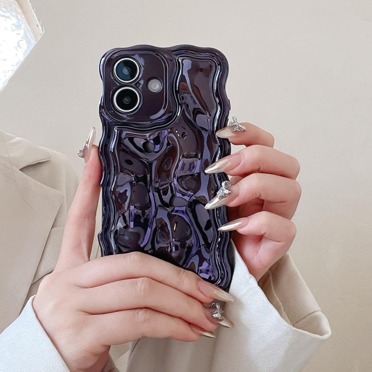Ins Niche Water Ripple pour 17pro Max Phone Case