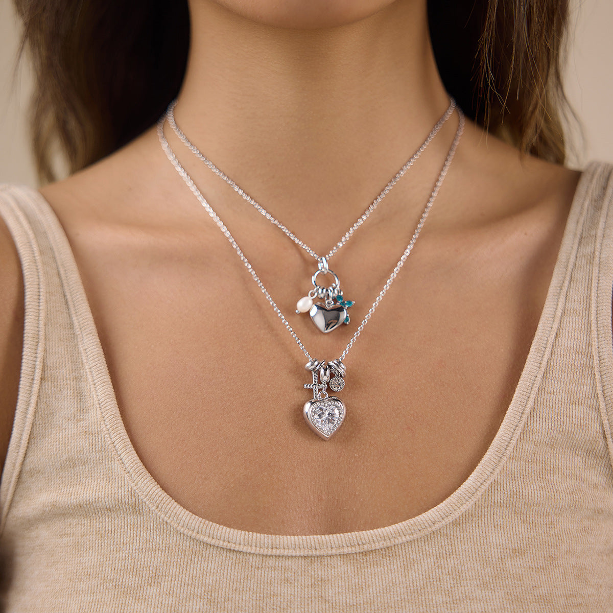 Zircon Love Collier en acier titane