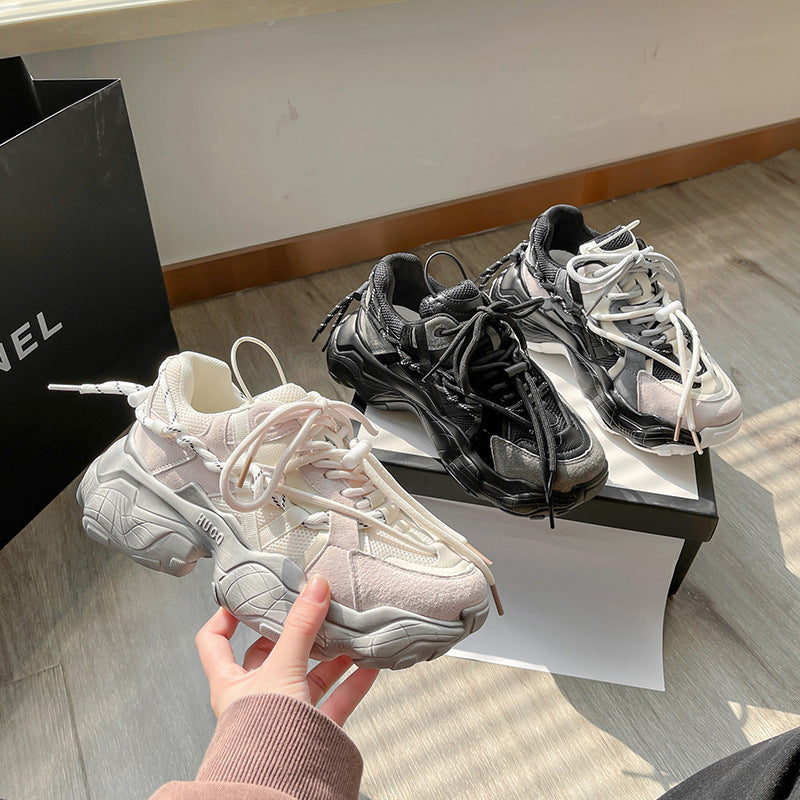 Bas épais Augmentation de la couleur matching Casual Chaussures Mesh Respirant Sports Femmes