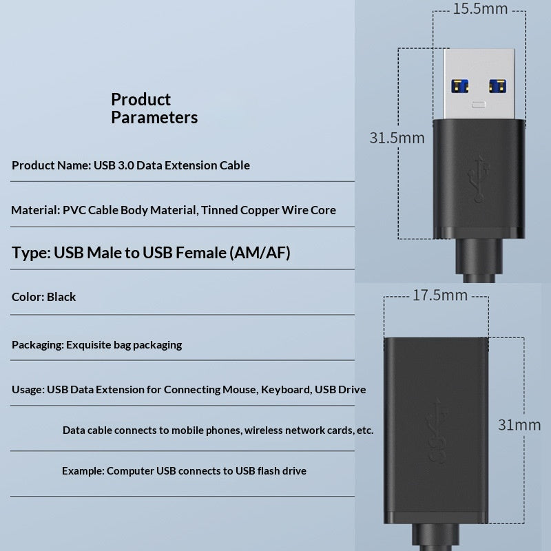 USB 3.0 Câble d'extension de données mâle à femelle