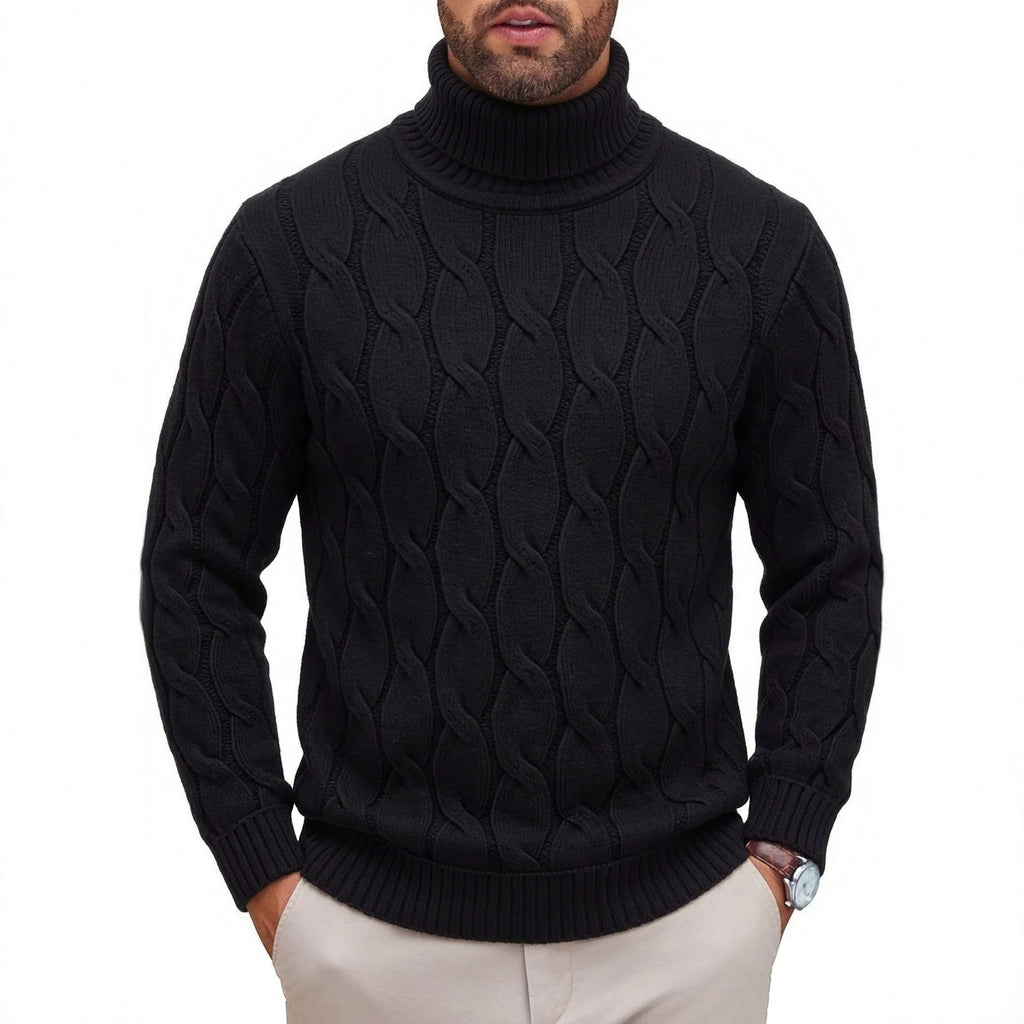 Chandail en col roulé à la mode homme avec design floral enroulé