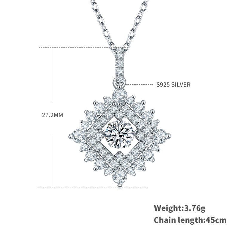 S925 Argent Sterling 0.5ct D Couleur VVS1 Moissanite Géométrique Diamond Pendentif Collier 45cm