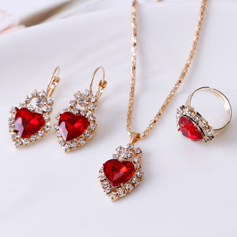 Boucles d'oreilles collier en strass à goutte d'eau