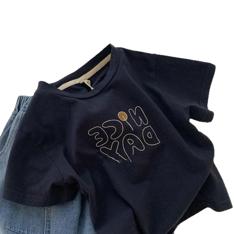 T-shirts en coton élégant d'été à manches courtes pour garçons et filles