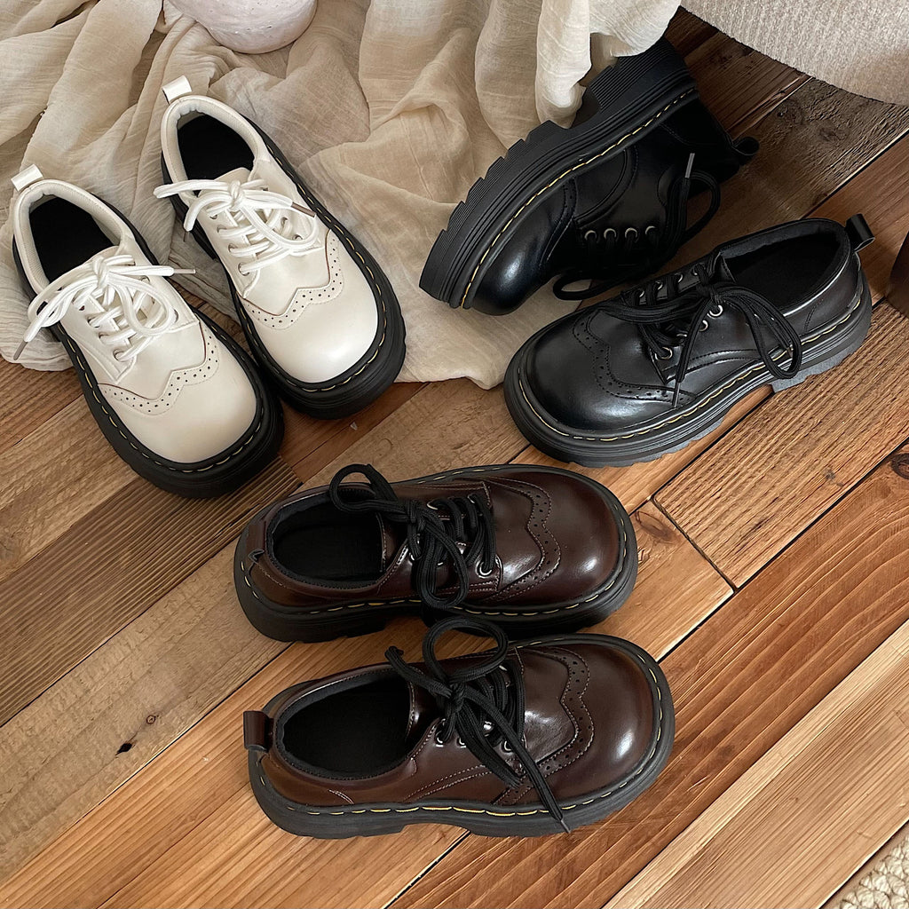 Femmes Casual style britannique Chaussures en cuir souple