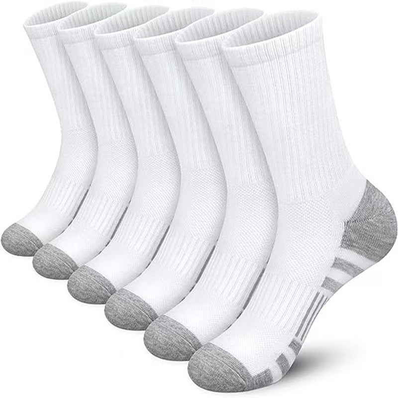 Chaussette de longueur mi-calf pour homme Couleur solide Chouette respirante Absorbant Déodorant