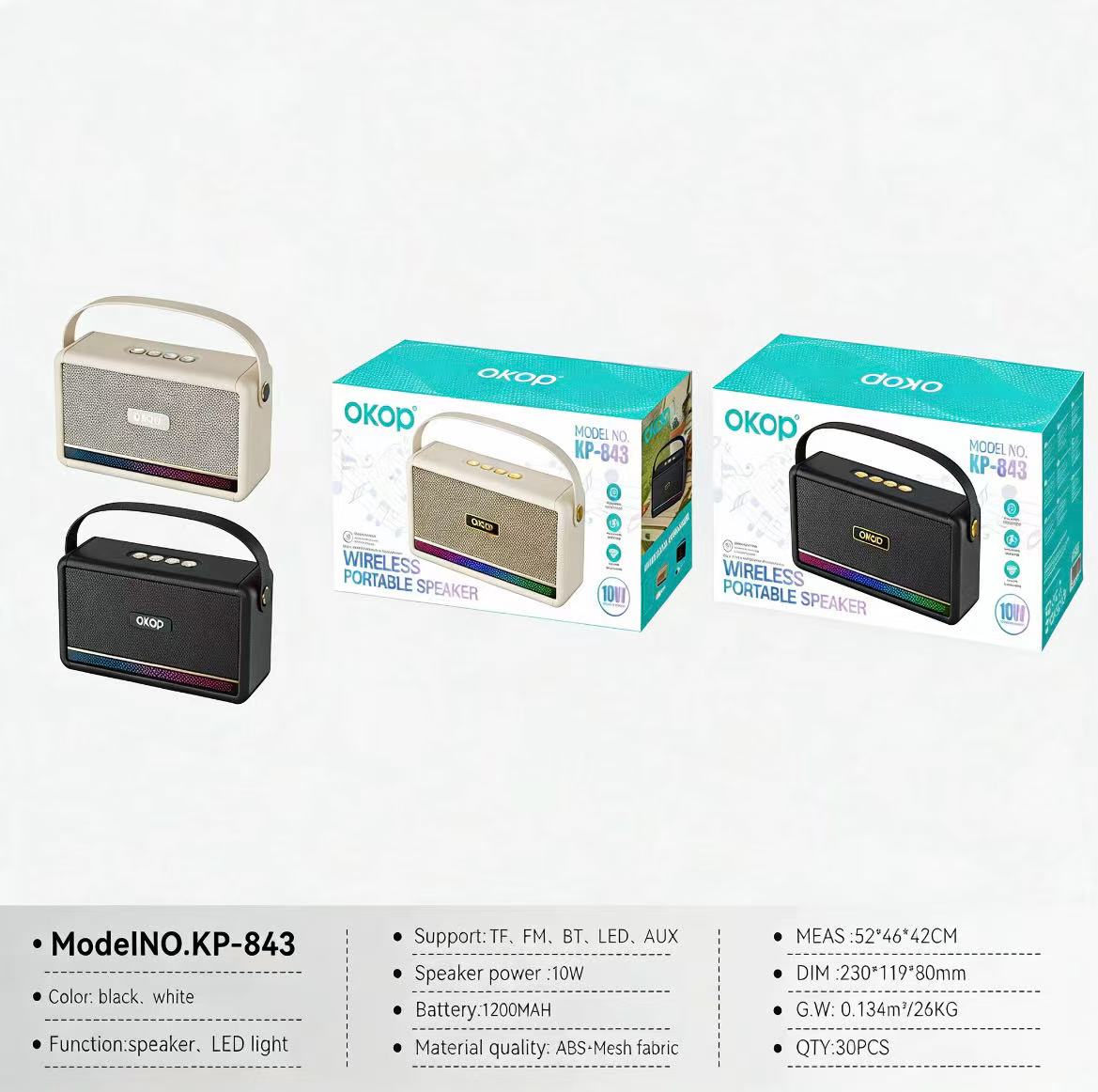 KP-843 Meilleures ventes sans fil Bluetooth haut-parleur poignée portable à la maison RGB Ambient Light
