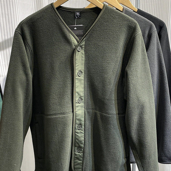 Sweatshirt Casual Cardigan sans col convient pour la superposition comme pièce de vêtements