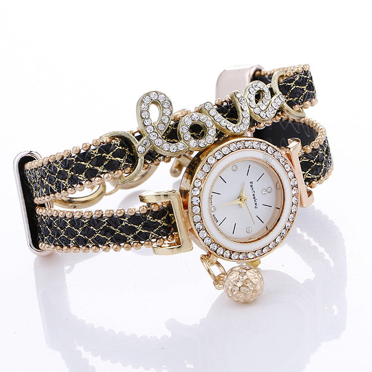Bracelet en cuir cristal AMOUR Femmes Montre