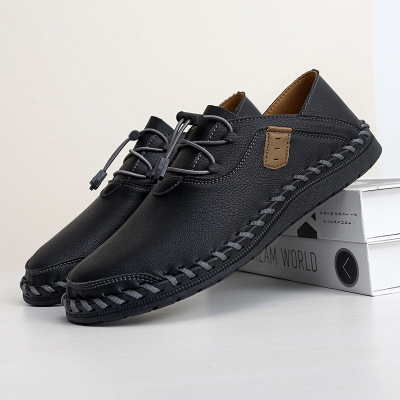 Men's casual leather shoes with a flexible, non-slip grip