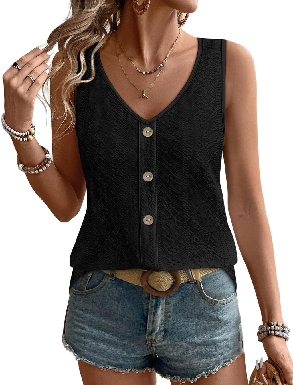 V-col sans manches Vest Femmes Relaxed-fit Casual Top