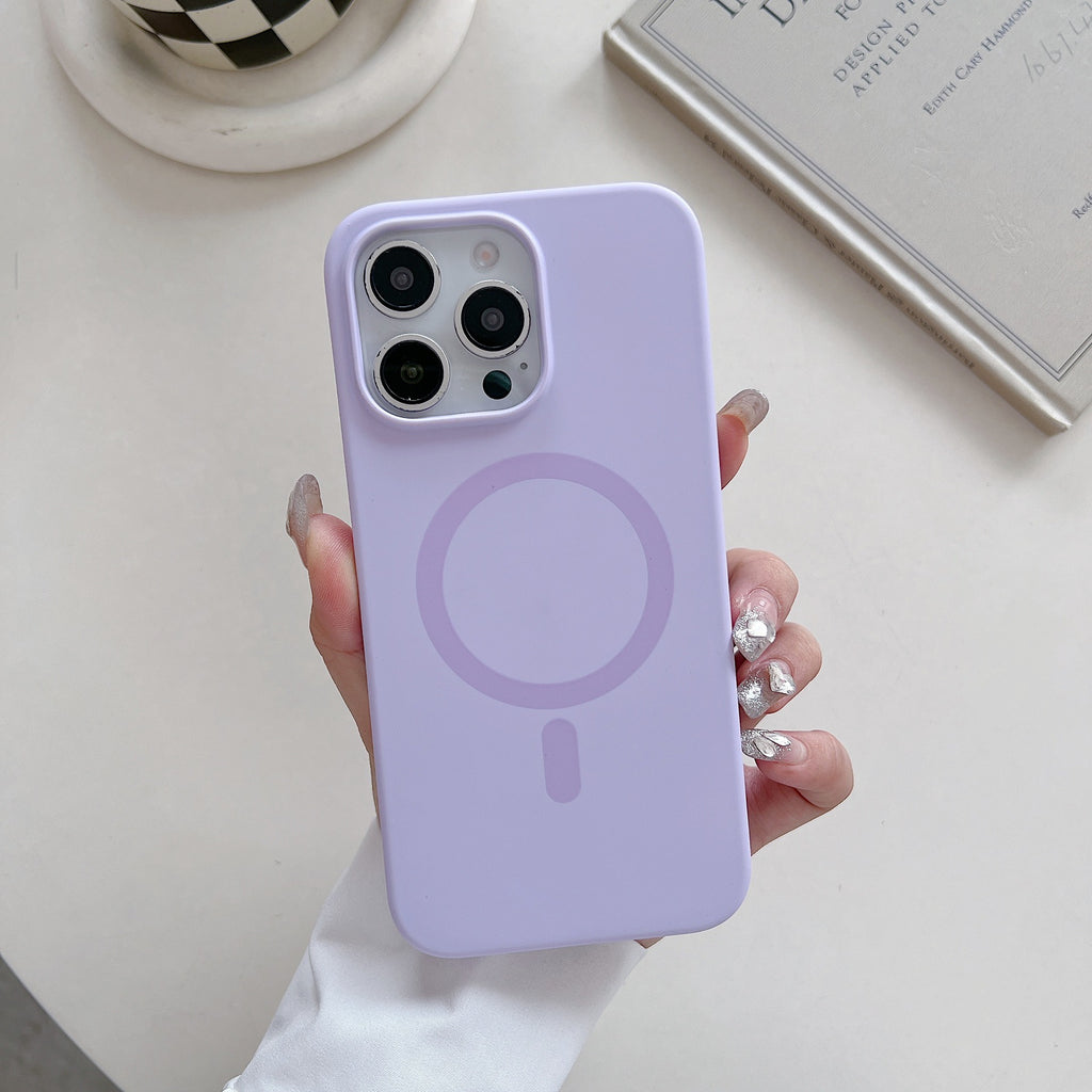 Silicone liquide de couleur solide Grand trou boîtier de téléphone magnétique