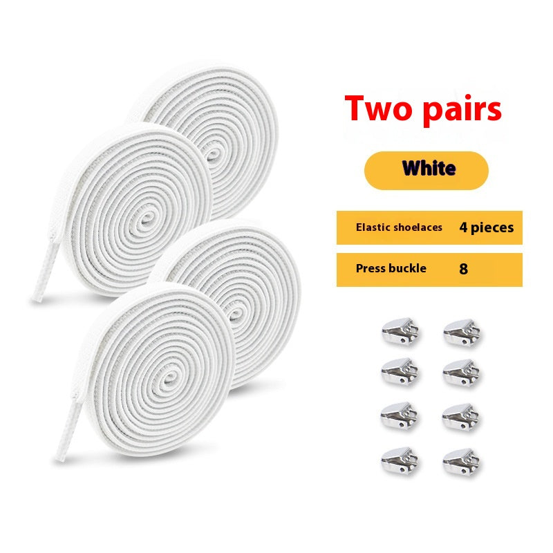 Shoelace pour les gens paresseux Rope élastique sans lacets Enfants Flat Buckle Chaussures blanches sans cravate