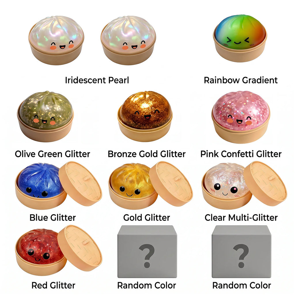 12PCS Glitter Dumpling S Quishy Toy Mystery Blind Box Bun Stress Relief Steamer