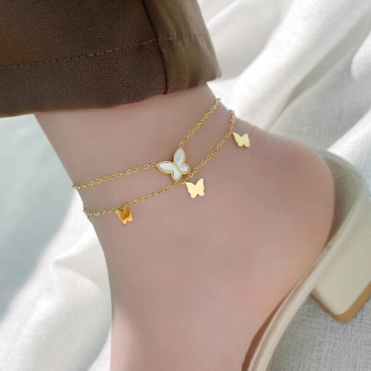 Butterfly Anklet pour les femmes haut 18k Or coloré Chaîne de pied tendance