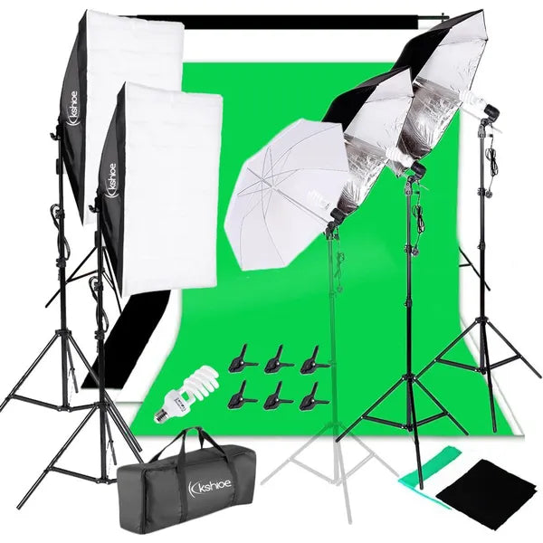 Parapluies blanches 45W Argent Parapluies noires Boîte à lumière douce Fond Stand Light Stands Fo