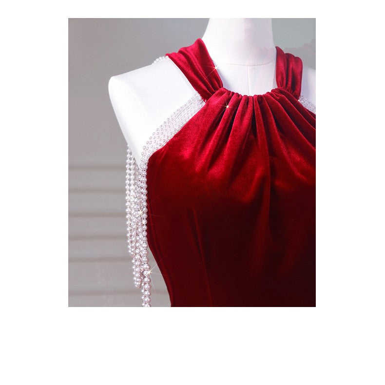 Velvet Fish Tail Cocktail Robe de mariée Engagement