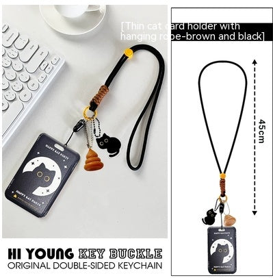 Original Cute Little Black Cat Card Holder Portable Bus Subway Canteen Student ID
