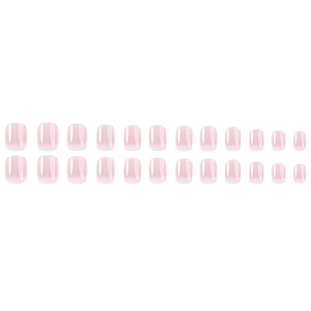 Stickers 24 Pièces de Nail Acrylique Court Carré avec Effet Gradient Blanc et Press-on De