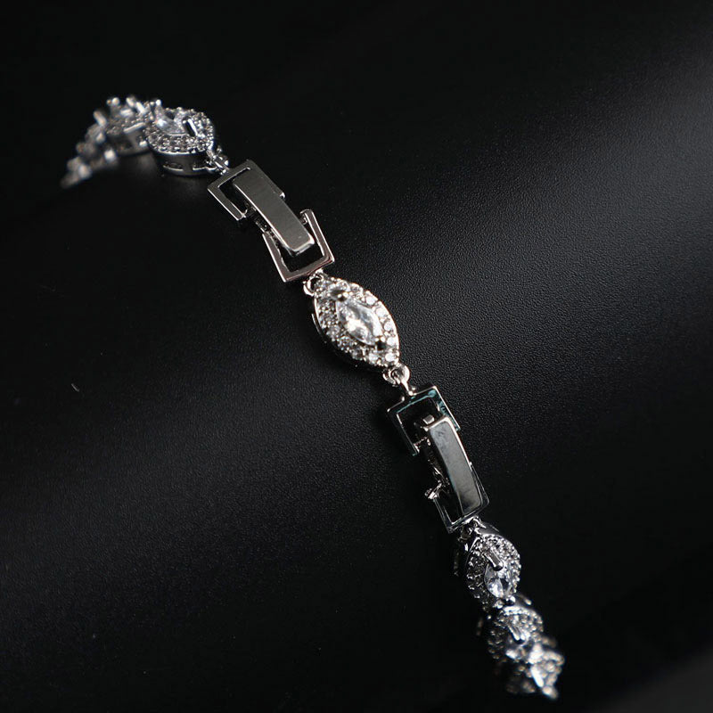 Bracelet de tennis Marquise Zircon de luxe Elégant argent ton cristal bijoux femmes party mer