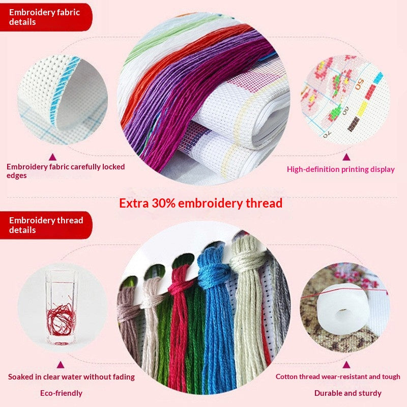 Imprimé Seaside Landscape Easy Pattern Kit Cross-Stitch pour débutants