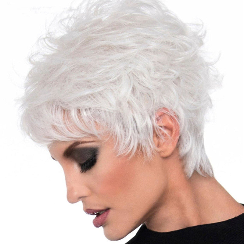 White Chemical Fibre Haute Température Perruque en soie Tête de femme