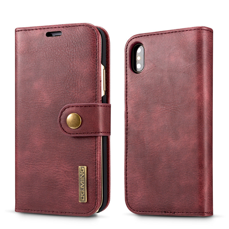 Cowhide Double Adsorption téléphone portable en cuir