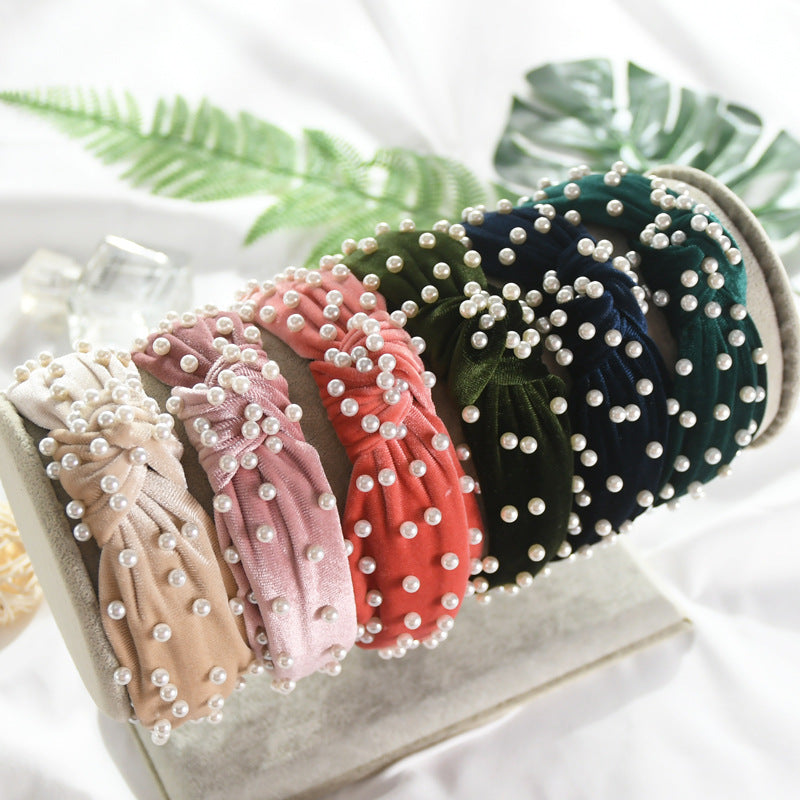 Perle de ongles Velvet noeud cheveux Hoop