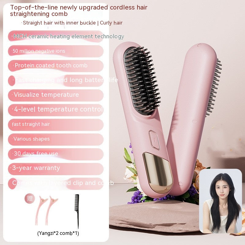 Portable double-usage sans fil Comb droit soins cheveux anion