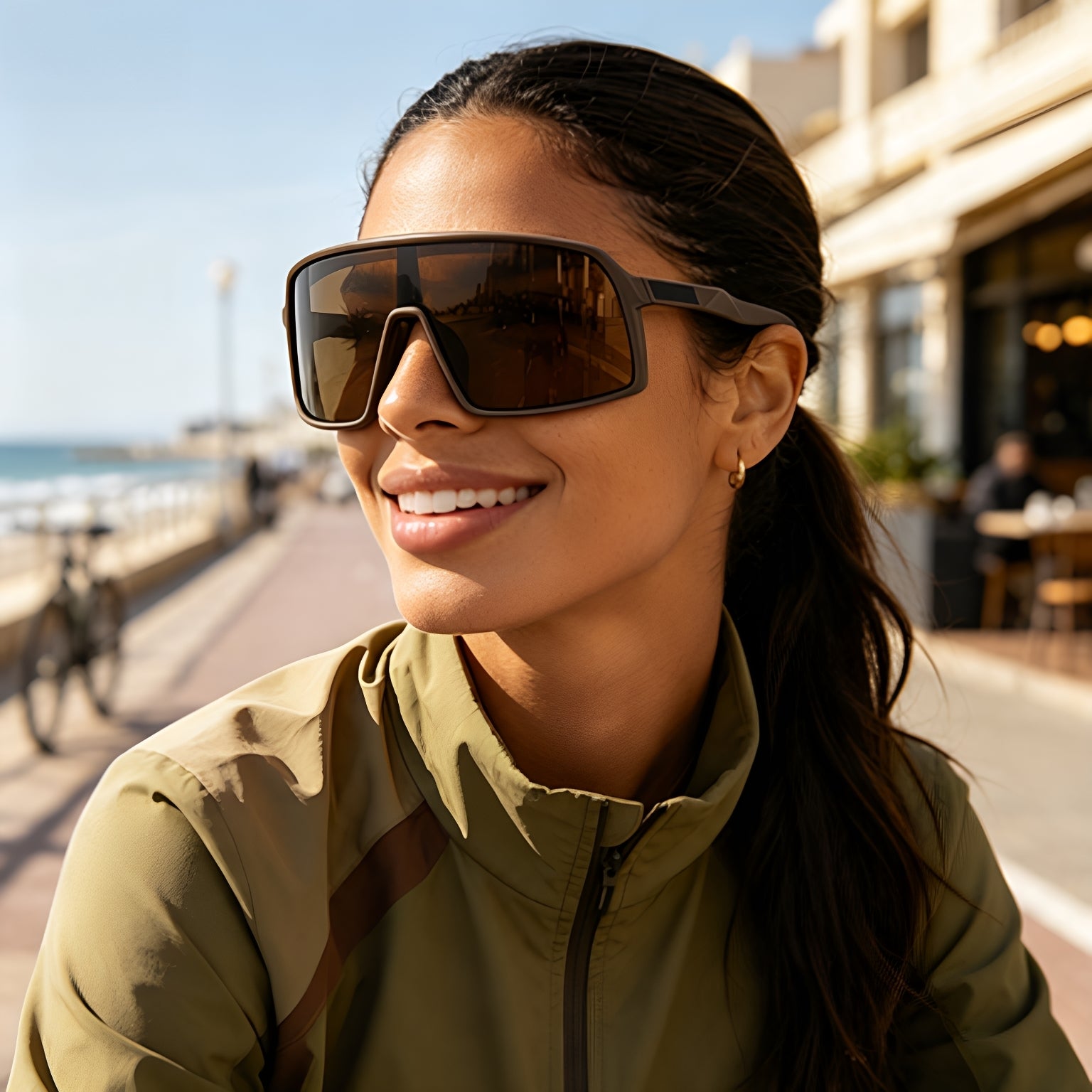 New Colorful Bicycle Windproof Cycling Sunglasses One-Piece Women's Sunglasses European And American Fashion Sports Sunglasses