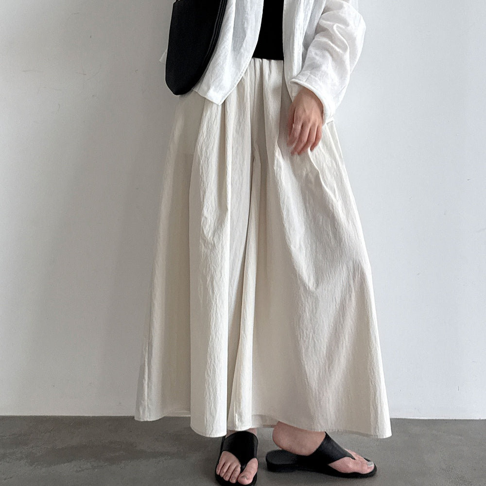 Pantalons à large-jambe en coton de style japonais Capri