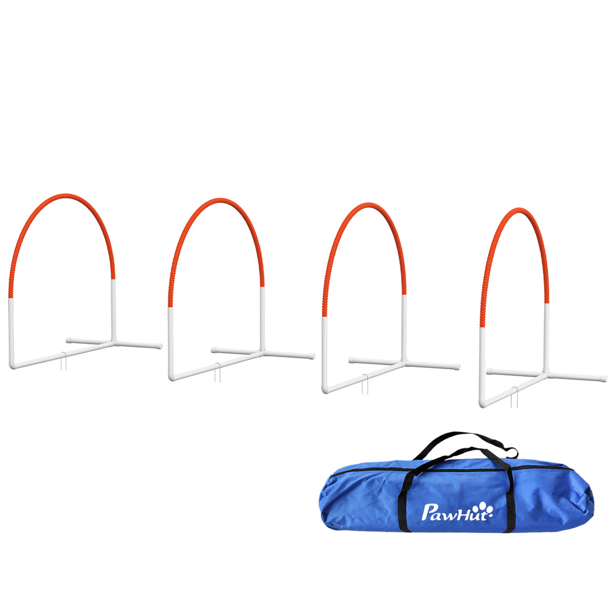 4 PCS Dog Agility Weave Poles Set Équipement d'entraînement extérieur avec Oxford Carry Bag Orange