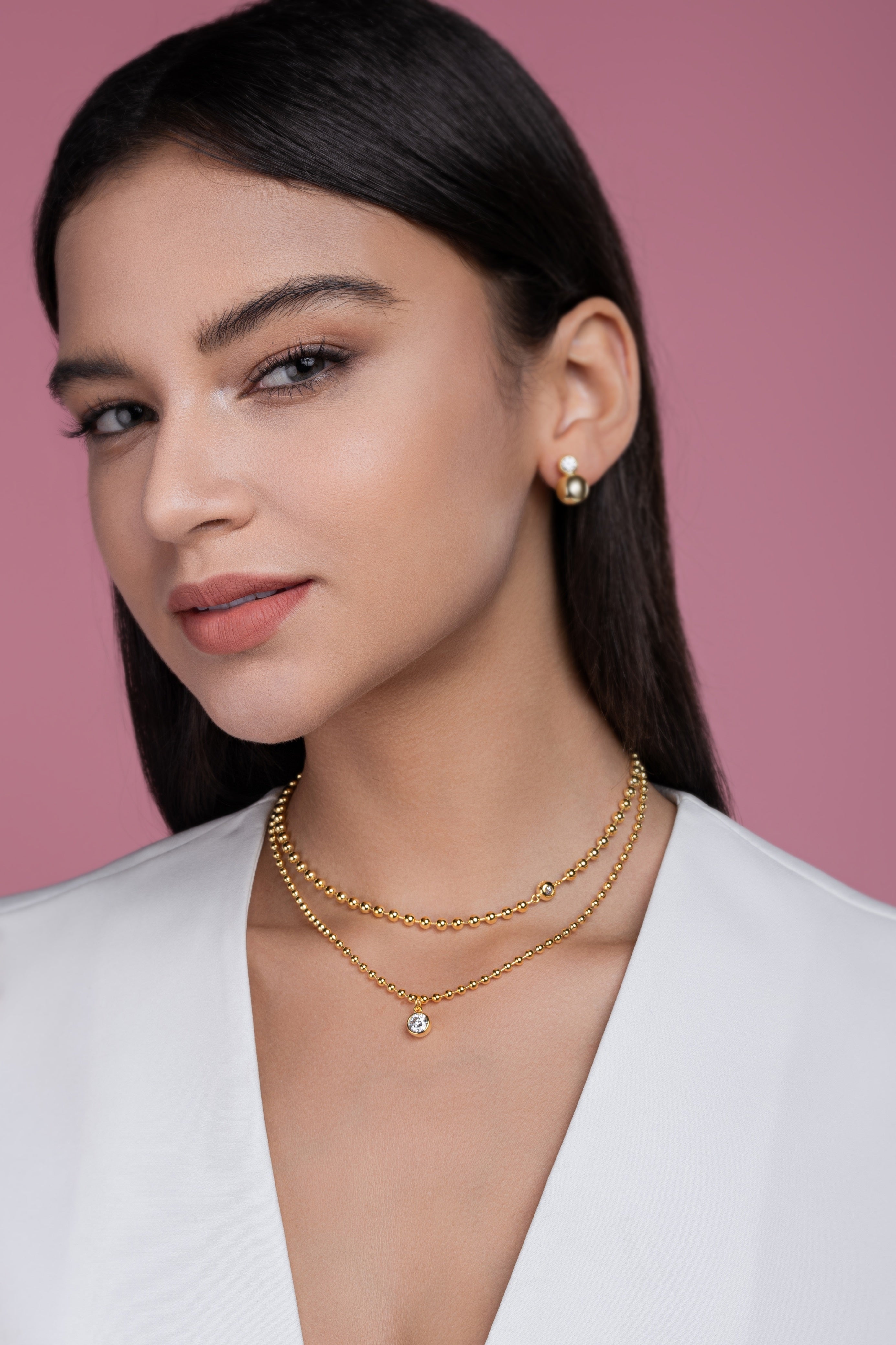 S925 Collier plaqué or argenté et stratifié