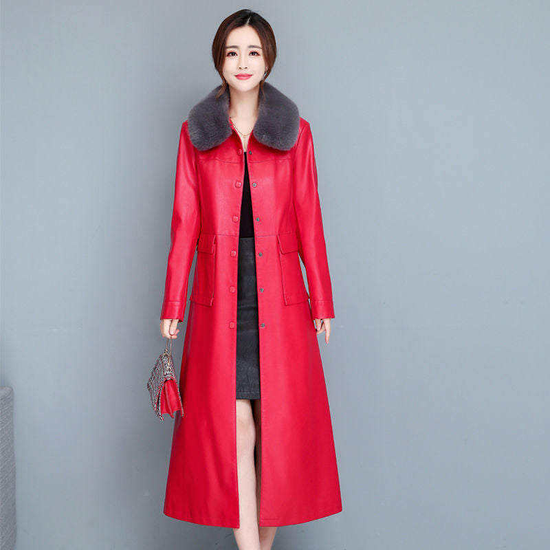 Robe de trench en cuir mince pour dames