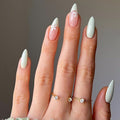 Faux ongles de chaîne en Strass Floral style français pour les femmes