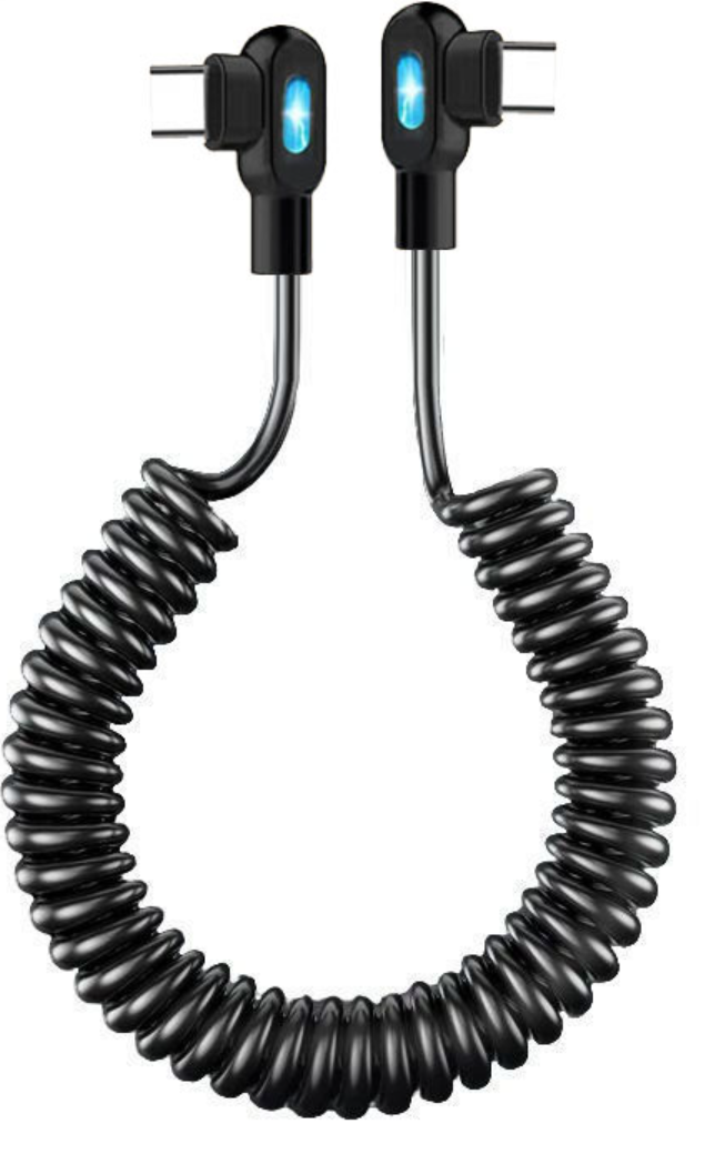 Le câble de charge de données Super Fast Spring d'Elbow est approprié pour Huawei et Apple Car Inter