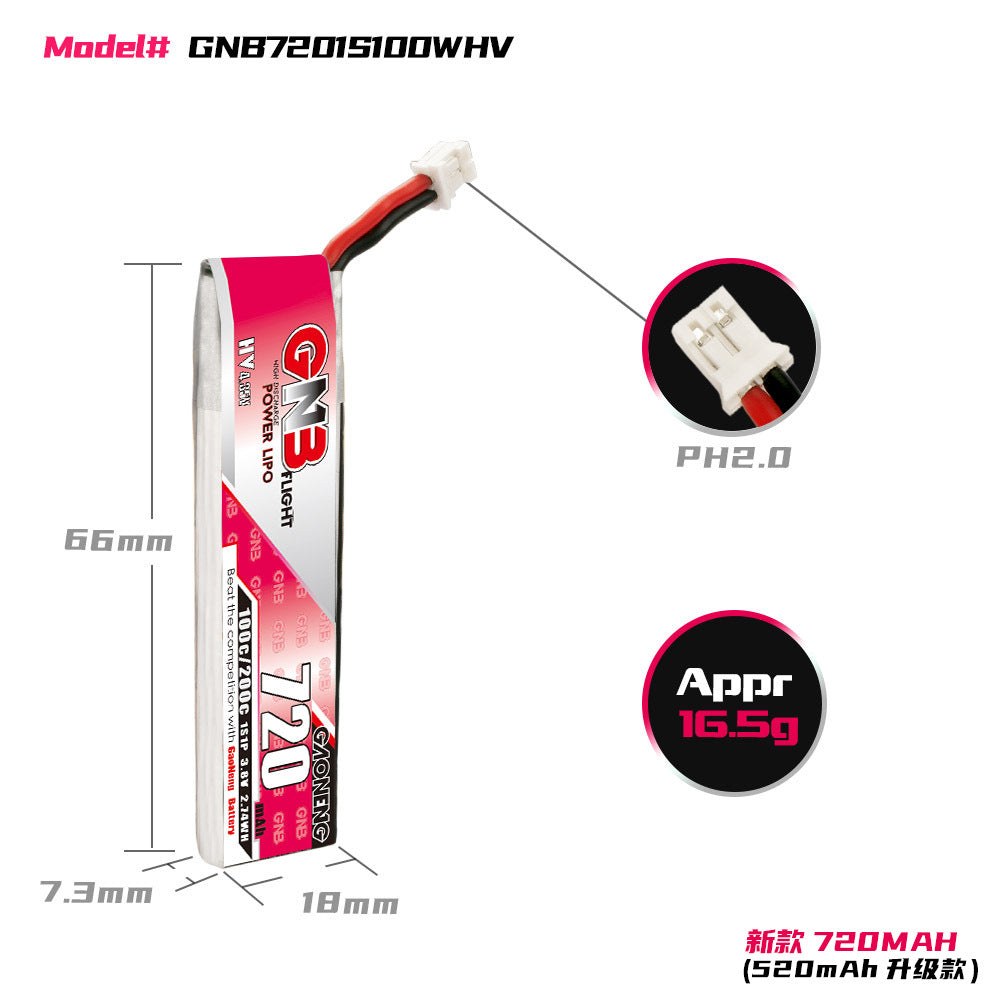 Haute énergie GNB 720MAH 1S 38V HVTinyHawk S II intérieur Hollow Cup Batterie au lithium