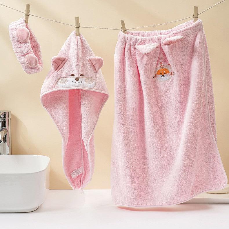 Ensemble de serviette de bain cartoon Femme forte absorbant l'eau Séchage rapide
