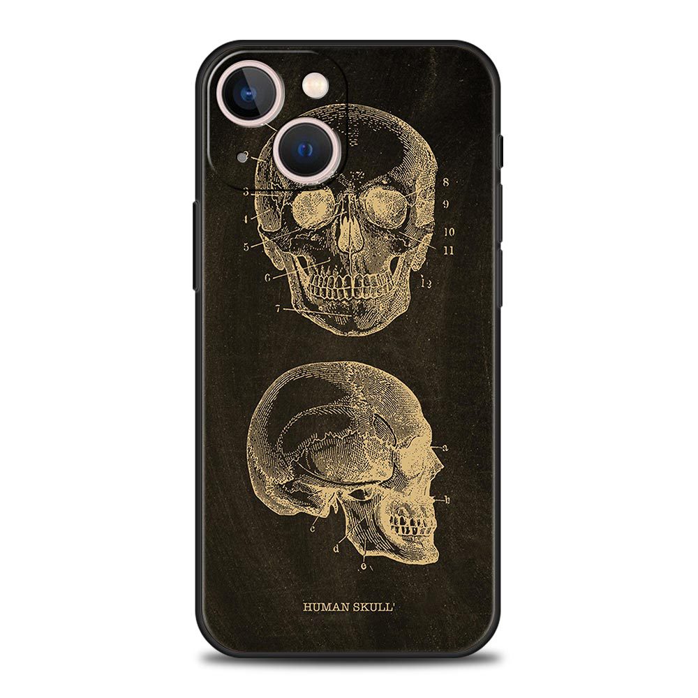 Cas de téléphone en forme de coeur du squelette anatomique