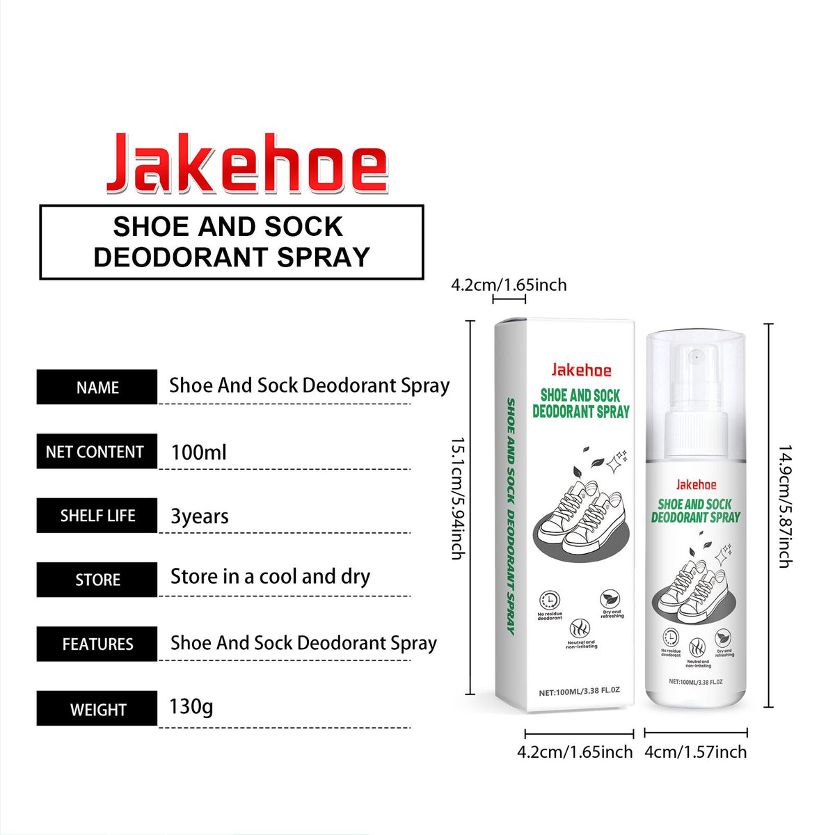 Vaporisateur de désodorisation des chaussures et des chaussettes JAKEHOE