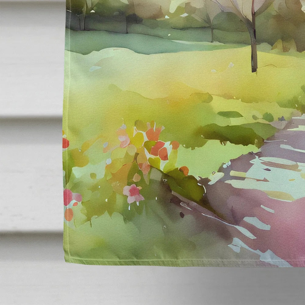 Michigan Apple Blossoms en Aquarelle Maison Drapeau Grand Porc Manches Pole décoratif Outsid