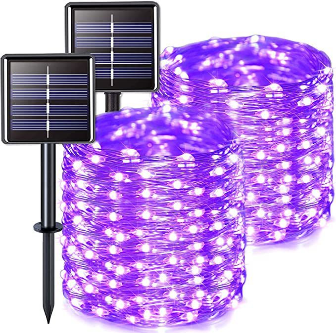 LED solaire en cuivre fil lampe Huit fonction chaîne de lumière