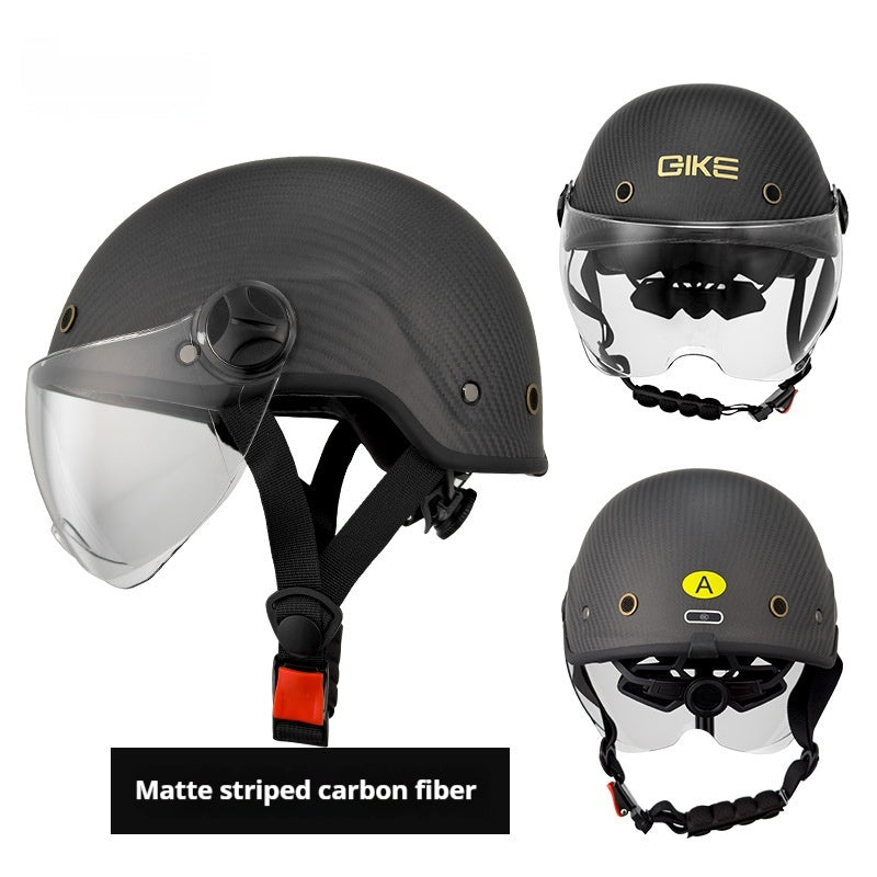 Fibre de carbone demi casque électrique moto moto d'été hommes et femmes équitation il