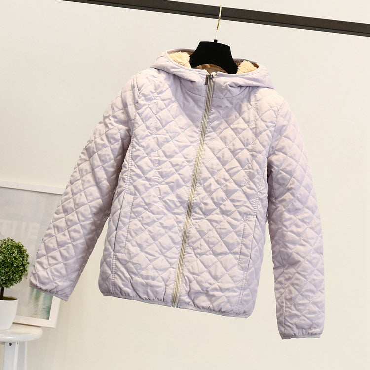 Cravate à capuche Épaisseur Lambswool Coton Coat Femmes Vêtements de dessus chauds