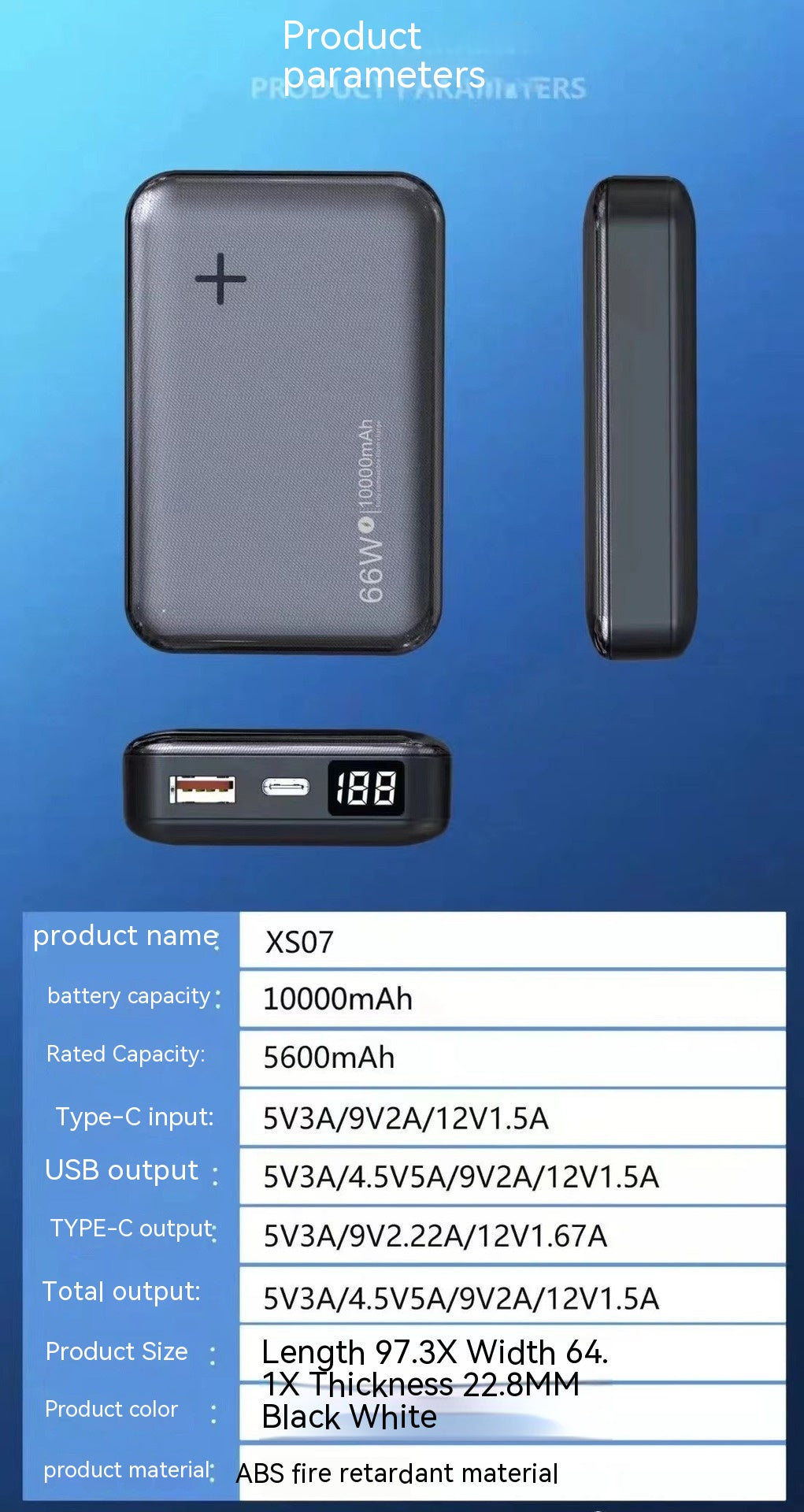 Charge Smart Digital Display Alimentation mobile National Standard Power Bank Compact Mini