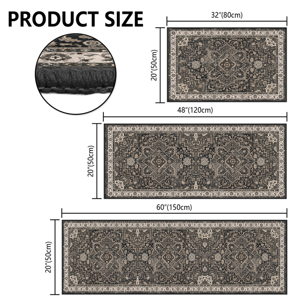 Kitchen Rug Sets of 3 Lavable Boho Kitchen Rugs and Runner Carpets Non Slip Kitchen Area